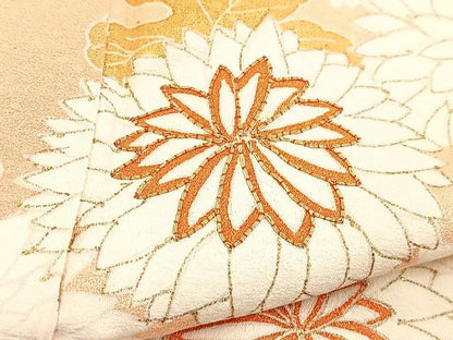 平和屋着物■訪問着　駒刺繍　菊花文　暈し染め　金彩　正絹　逸品　BAAX9084yc