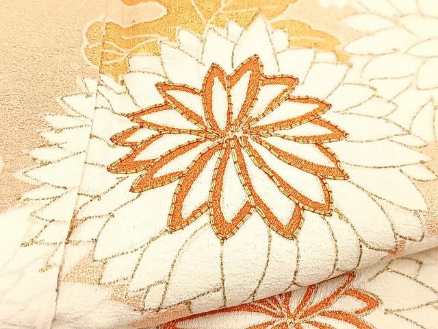 平和屋着物■訪問着　駒刺繍　菊花文　暈し染め　金彩　正絹　逸品　BAAX9084yc