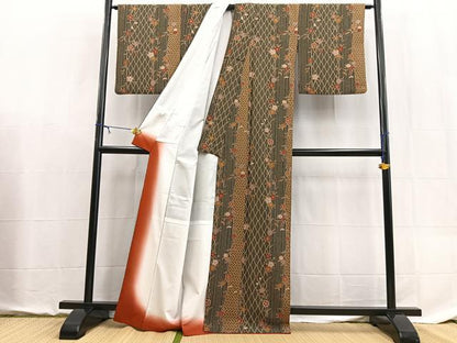 平和屋着物■小紋　草花文　洗える着物　BAAX9088yc