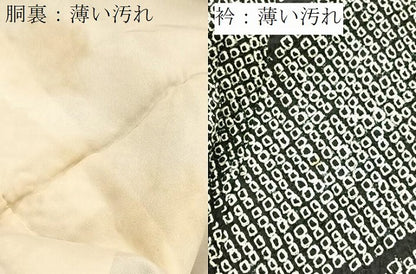 平和屋着物■上質な小紋　総絞り　草花文　黒地　正絹　逸品　BAAX9090yc