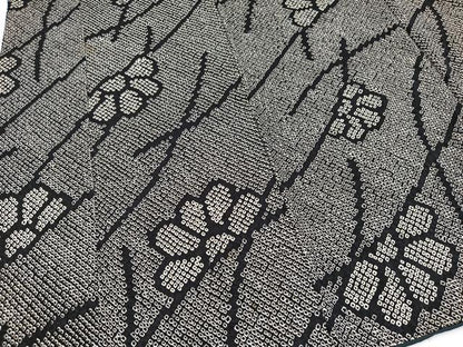 平和屋着物■上質な小紋　総絞り　草花文　黒地　正絹　逸品　BAAX9090yc
