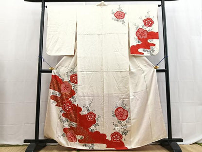 平和屋着物■訪問着　駒刺繍　絞り　枝梅文　金彩　正絹　逸品　BAAX9091yc