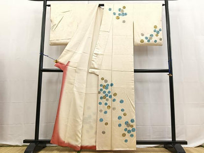 平和屋着物■訪問着　総刺繍　菊花文　金銀糸　正絹　逸品　BAAX9093yc