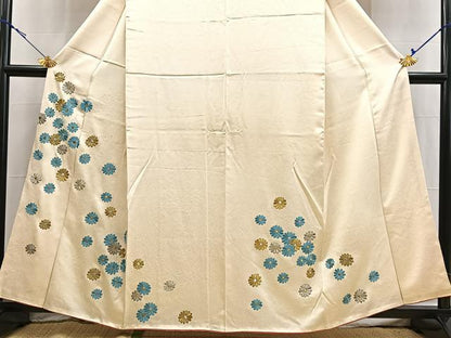 平和屋着物■訪問着　総刺繍　菊花文　金銀糸　正絹　逸品　BAAX9093yc