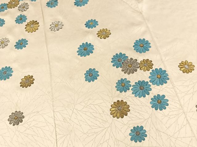 平和屋着物■訪問着　総刺繍　菊花文　金銀糸　正絹　逸品　BAAX9093yc