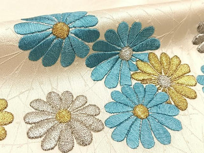 平和屋着物■訪問着　総刺繍　菊花文　金銀糸　正絹　逸品　BAAX9093yc