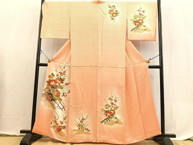 平和屋着物■訪問着　駒刺繍　花車文　暈し染め　金彩　正絹　逸品　BAAX9095yc