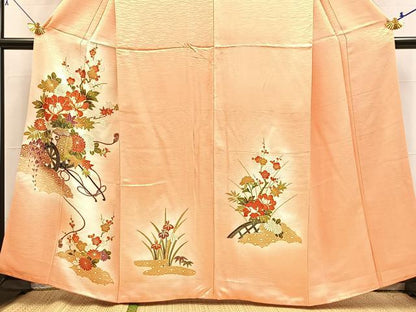 平和屋着物■訪問着　駒刺繍　花車文　暈し染め　金彩　正絹　逸品　BAAX9095yc