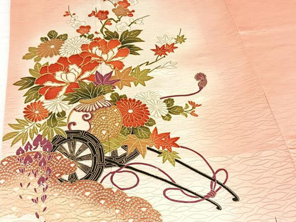 平和屋着物■訪問着　駒刺繍　花車文　暈し染め　金彩　正絹　逸品　BAAX9095yc
