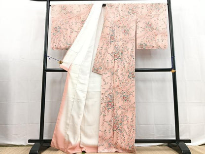 平和屋着物■上質な小紋　草花文　暈し染め　正絹　逸品　未使用　BAAX9098yc