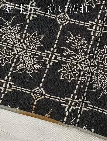 平和屋着物■上質な小紋　草花文　黒地　正絹　逸品　BAAX9099yc