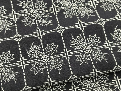 平和屋着物■上質な小紋　草花文　黒地　正絹　逸品　BAAX9099yc