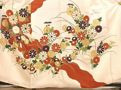 平和屋着物■訪問着　駒刺繍　菊花文　金彩　正絹　逸品　BAAX9100yc