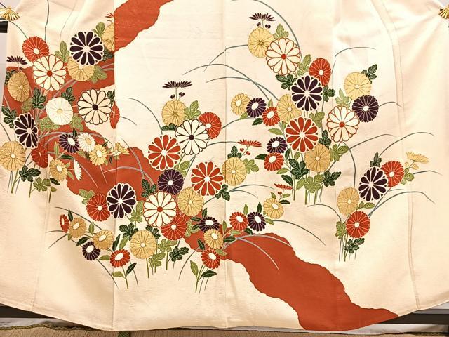 平和屋着物■訪問着　駒刺繍　菊花文　金彩　正絹　逸品　BAAX9100yc