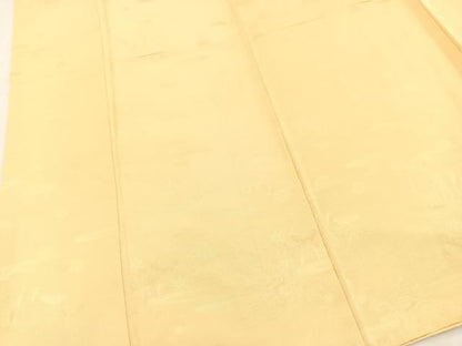 平和屋着物■上質な色無地　御所車草花地紋　蜂蜜色　正絹　逸品　BAAX9103yc