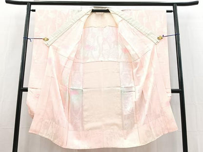 平和屋着物■振袖用長襦袢　無双仕立て　草花地紋　暈し染め　正絹　逸品　BAAX9108yc