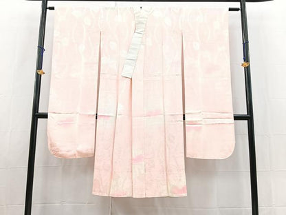 平和屋着物■振袖用長襦袢　無双仕立て　草花地紋　暈し染め　正絹　逸品　BAAX9108yc