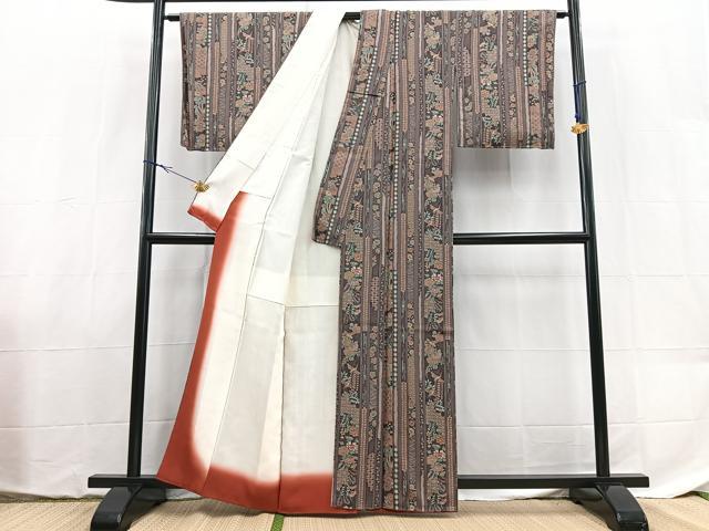 平和屋着物■上質な小紋　花鳥間道　正絹　逸品　BAAX9109yc