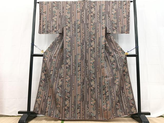 平和屋着物■上質な小紋　花鳥間道　正絹　逸品　BAAX9109yc
