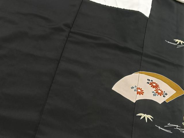 平和屋着物■豪華黒留袖　駒刺繍　唐子地紙花文　金彩　正絹　逸品　BAAX9111yc