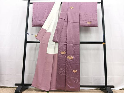 平和屋着物■訪問着　総駒刺繍　絞り　五三桐　正絹　逸品　BAAX9113yc