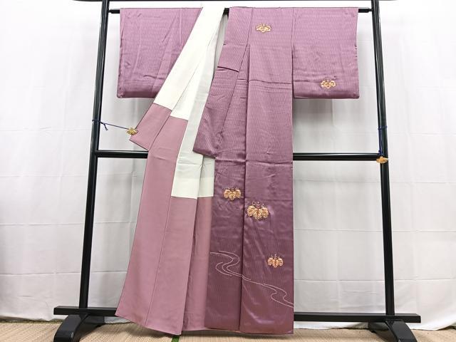 平和屋着物■訪問着　総駒刺繍　絞り　五三桐　正絹　逸品　BAAX9113yc