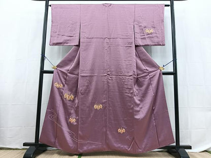 平和屋着物■訪問着　総駒刺繍　絞り　五三桐　正絹　逸品　BAAX9113yc