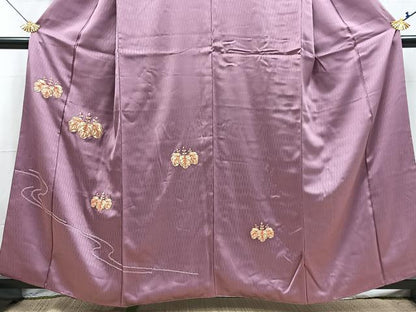 平和屋着物■訪問着　総駒刺繍　絞り　五三桐　正絹　逸品　BAAX9113yc