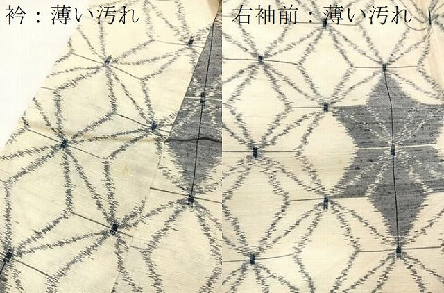 平和屋着物■上質な紬　麻の葉文様　正絹　逸品　BAAX9114yc