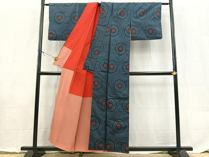 平和屋着物■本場大島紬　割込み絣　立涌花文　正絹　逸品　BAAX9115yc