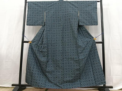 平和屋着物■本場村山大島紬　幾何学文様　正絹　逸品　BAAX9116yc