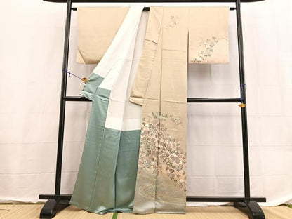 平和屋着物■訪問着　流水花文　暈し染め　金彩　正絹　逸品　BAAX9123yc