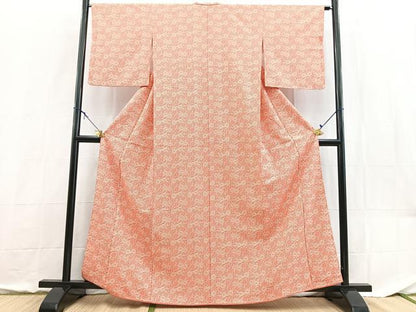 平和屋着物■上質な小紋　型染め　菊花唐草文　正絹　逸品　BAAX9127yc