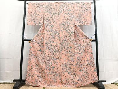 平和屋着物■上質な小紋　舞蝶椿文　正絹　逸品　BAAX9132yc
