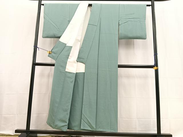 平和屋着物■上質な色無地　千草色　正絹　逸品　BAAX9133yc