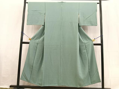 平和屋着物■上質な色無地　千草色　正絹　逸品　BAAX9133yc
