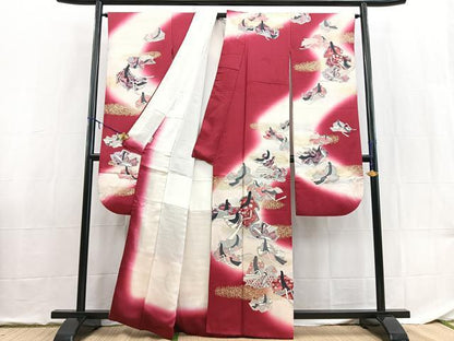 平和屋着物■豪華振袖　十二単　暈し染め　金彩　正絹　逸品　BAAX9135yc