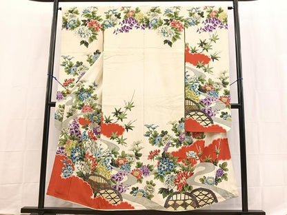 平和屋着物■豪華振袖　風景花文　金彩　正絹　逸品　BAAX9136yc