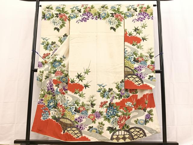 平和屋着物■豪華振袖　風景花文　金彩　正絹　逸品　BAAX9136yc