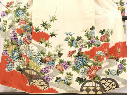 平和屋着物■豪華振袖　風景花文　金彩　正絹　逸品　BAAX9136yc