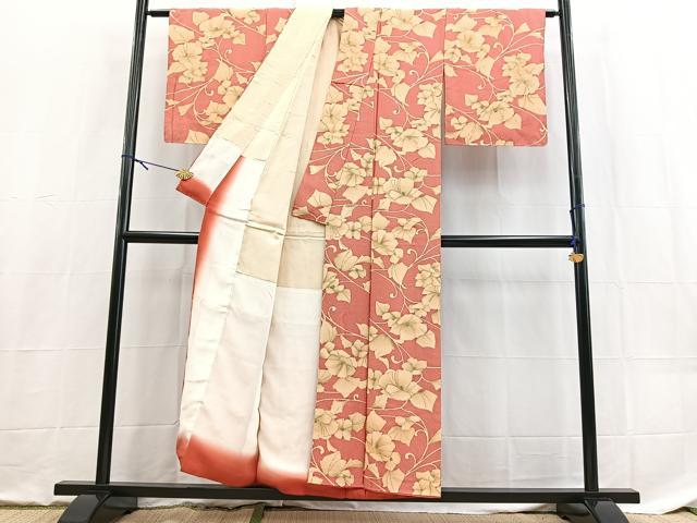 平和屋着物■上質な小紋　花唐草文　正絹　逸品　BAAX9138yc