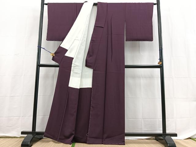 平和屋着物■上質な色無地　葡萄色　正絹　逸品　未使用　BAAX9139yc