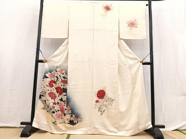 平和屋着物■訪問着　雲取り花文　正絹　逸品　BAAX9140yc