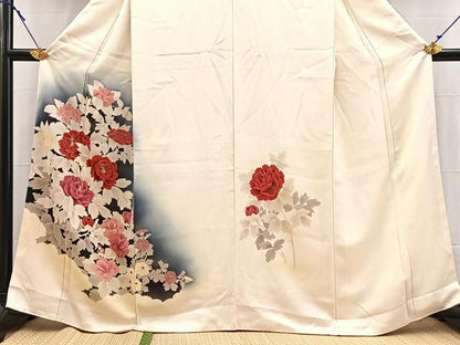 平和屋着物■訪問着　雲取り花文　正絹　逸品　BAAX9140yc