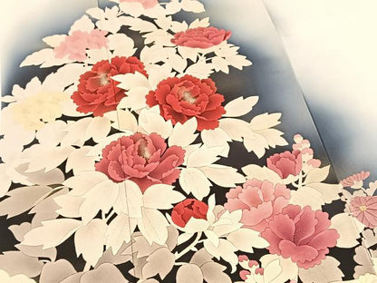 平和屋着物■訪問着　雲取り花文　正絹　逸品　BAAX9140yc
