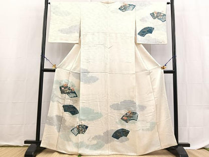 平和屋着物■訪問着　駒刺繍　絞り　地紙花文　金彩　正絹　逸品　BAAX9141yc