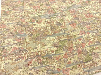 平和屋着物■上質な小紋　東海道五拾三次　鬼しぼ縮緬　正絹　逸品　BAAX9143yc