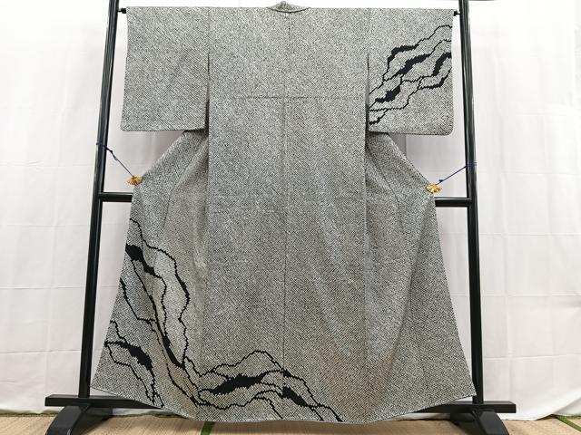 平和屋着物■訪問着　総絞り　道長文　黒地　正絹　逸品　BAAX9144yc