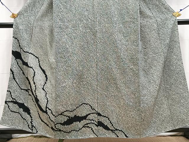平和屋着物■訪問着　総絞り　道長文　黒地　正絹　逸品　BAAX9144yc