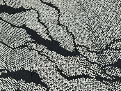 平和屋着物■訪問着　総絞り　道長文　黒地　正絹　逸品　BAAX9144yc